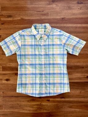 Zuccini Kids Alton Garden Plaid Button Down Dress Shirt 6 Short Sleeve Blue